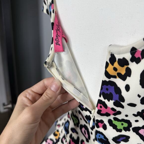 Betsey Johnson Rainbow Leopard Print Peplum Party Dress Women’s 2 - Picture 5 of 7